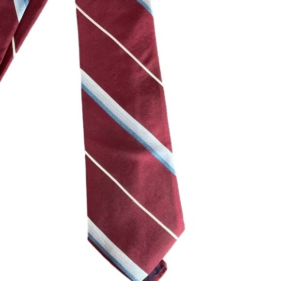 Vintage Burgundy Red Striped Silk Mens Tie Necktie #103 3.25"W by Damon Creation - Picture 2 of 5